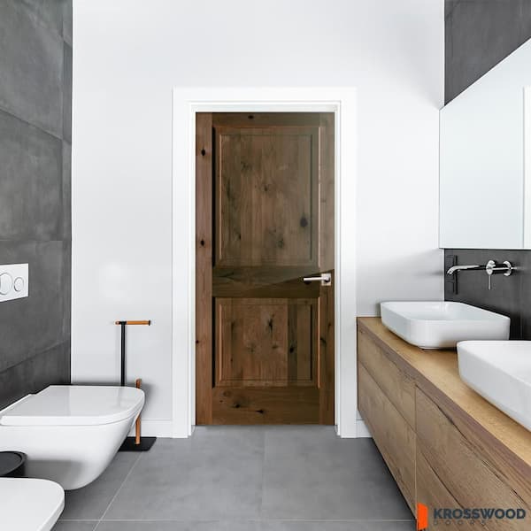 Krosswood Doors 36 in. x 80 in. Rustic Knotty Alder 2 Panel Square