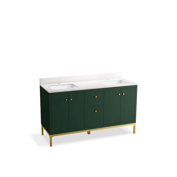 Calpa 60 in. Bath Vanity Cabinet with Sinks And Quartz Top