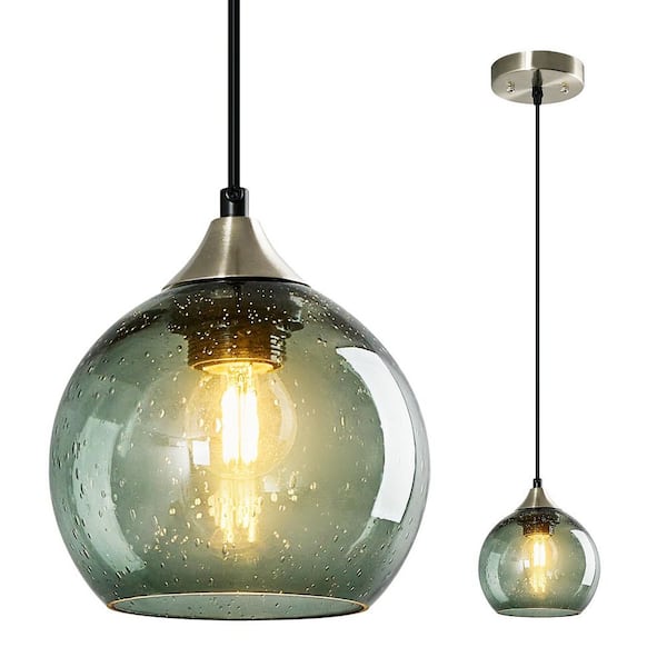 Home Lighting 5. 9in 60 Watt 1 Light Modern Gray Green Glass Globe Pendant Light Fixtures for Kitchen Island，1pack