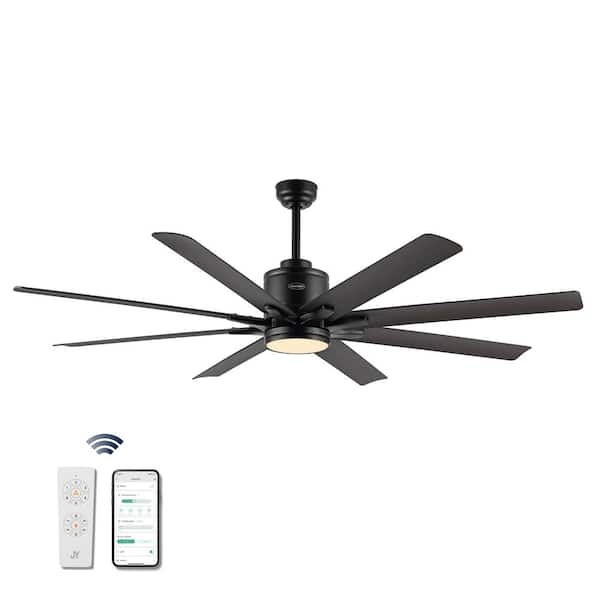 Octo 66 in. Integrated LED Light Indoor Black/Dark Brown Ceiling Fan with 1-Light Iron/Plastic Mobile-App/Remote 6-Speed