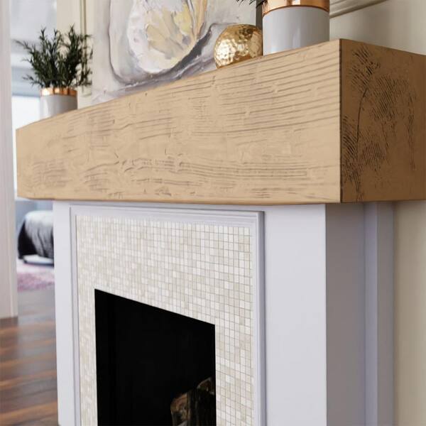 Ekena Millwork 6 in. x 6 in. x 7 ft. Sandblasted Faux Wood Beam Fireplace Mantel  Natural Pine MANUSD06X06X84PP - The Home Depot