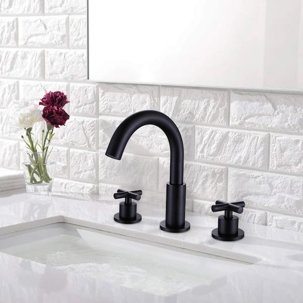 8 in. Widespread Double Handle Bathroom Faucet in Matte Black