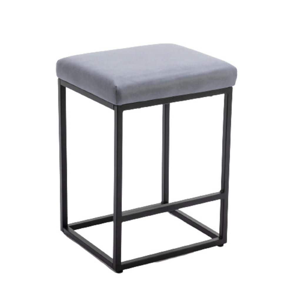 Tatahance 24 in. Gray Metal Frame Cushioned Bar Stool with Fabric Seat (Set of 2) W114342184Z
