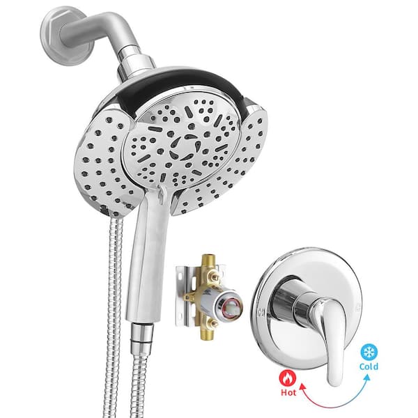 HOMEMYSTIQUE Single Handle 9-Spray Shower Faucet 1.8 GPM with High Pressure, 360° Swivel in Polished Chrome