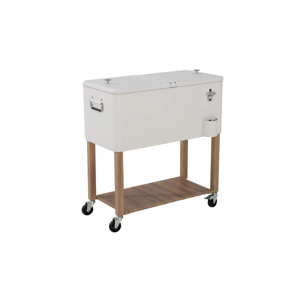 StyleWell 80 Qt. White Cooler with Light Brown Woodgrain