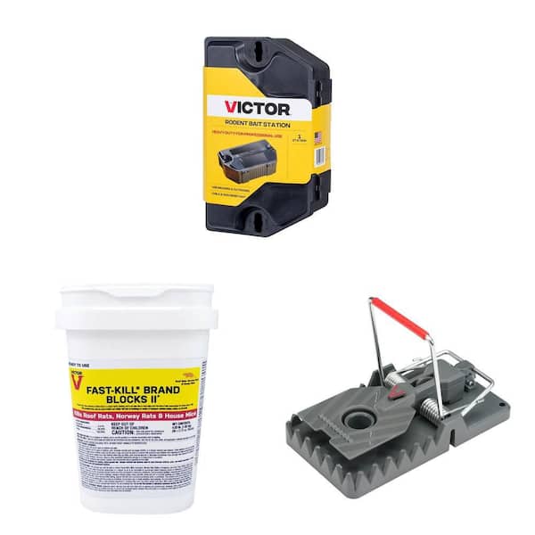 Heavy-Duty Rodent Bait Station, 4LB Rodenticide Bait Blocks (86-Count) and Power Kill Rat Trap (1-Pack) Combo