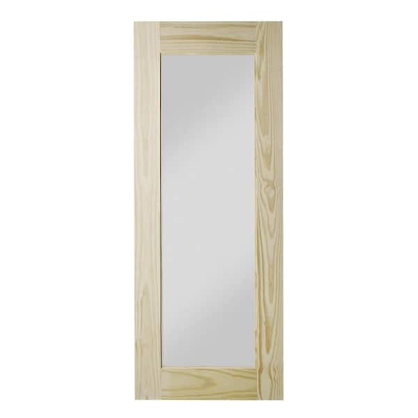 Colonial Elegance 33 in. x 84 in. Reflex Natural Unfinished Clear Pine Wood Mirrored Interior Barn Door Slab