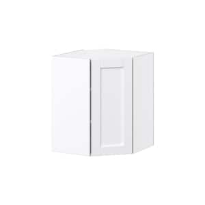 Mancos Glacier White Shaker Assembled Wall Diagonal Corner Kitchen Cabinet (24 in. W x 30 in. H x 14 in. D)