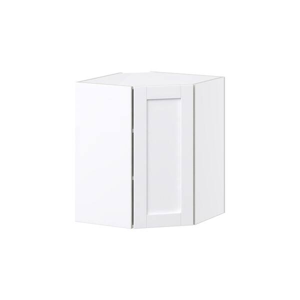 J COLLECTION Mancos Bright White Shaker Assembled Wall Diagonal Corner Kitchen Cabinet (24 in. W x 30 in. H x 14 in. D)