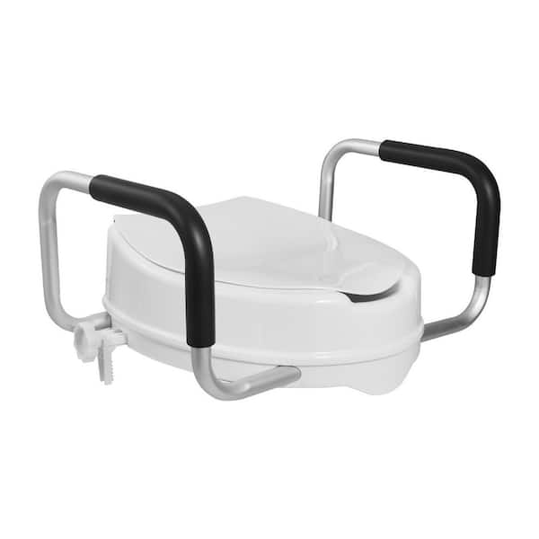 Raised Toilet Seat with Arms, 300 lbs. Capacity, 4 in. Lift, Widened Commode Riser with Padded Handles for Seniors