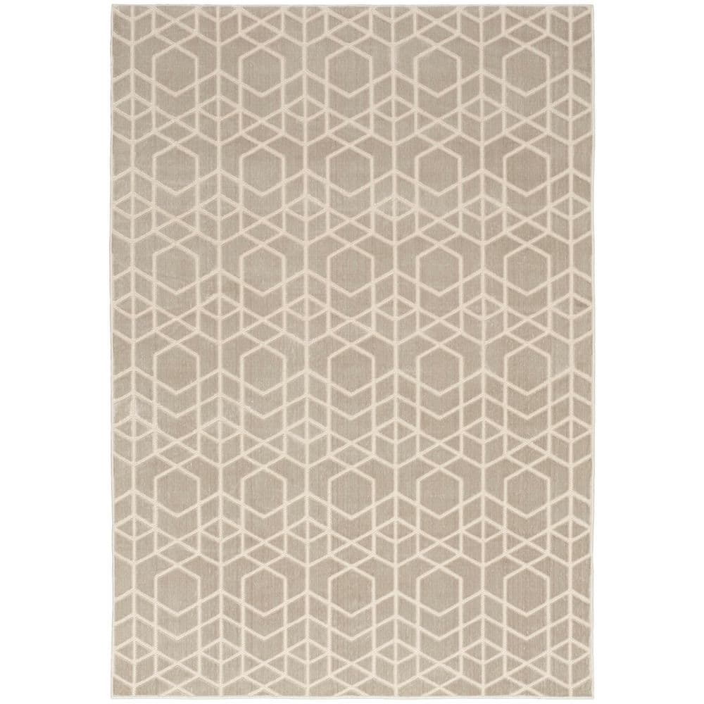 Washable Charm Silver Ivory 4 ft. x 6 ft. Geometric Contemporary Area Rug price history on PriceWatchPro