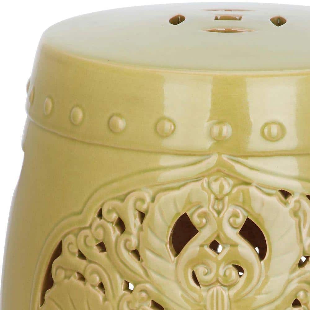 Spring Green 13'' Modern Ceramic Indoor-Outdoor Garden Stool