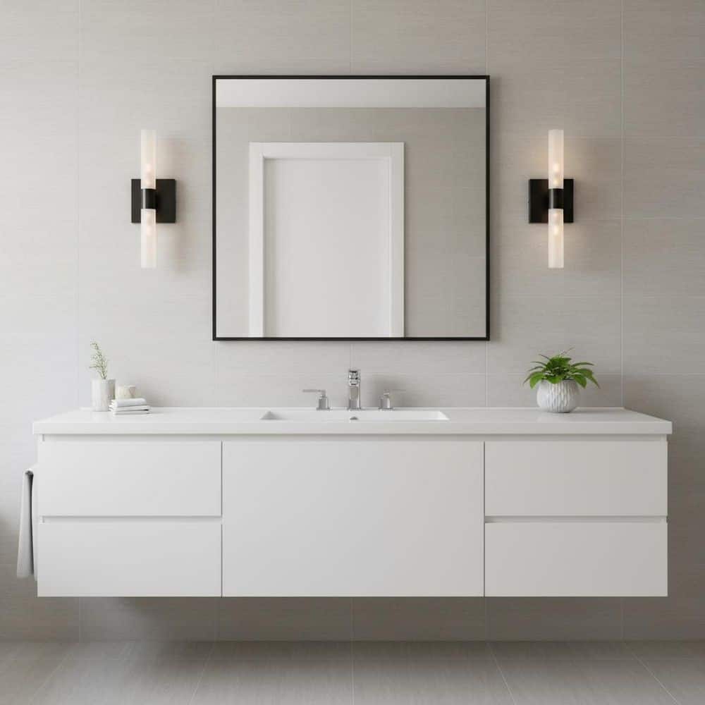 4 in. 2-Light Matte Black G9 Base Modern Cylinder Bathroom Vanity Light Wall Sconces with Frosted Glass Shade (2-Pack) price history on PriceWatchPro