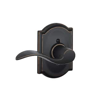 Accent Aged Bronze Left Handed Dummy Door Lever with Camelot Trim