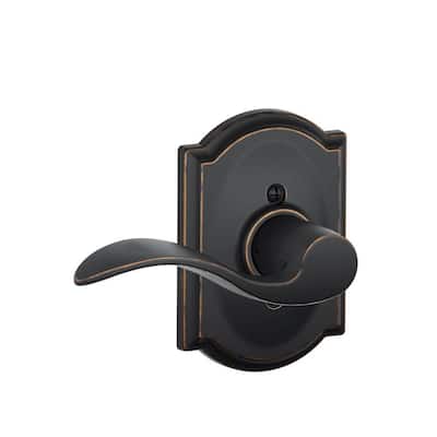 Accent Aged Bronze Left Handed Dummy Door Lever with Camelot Trim