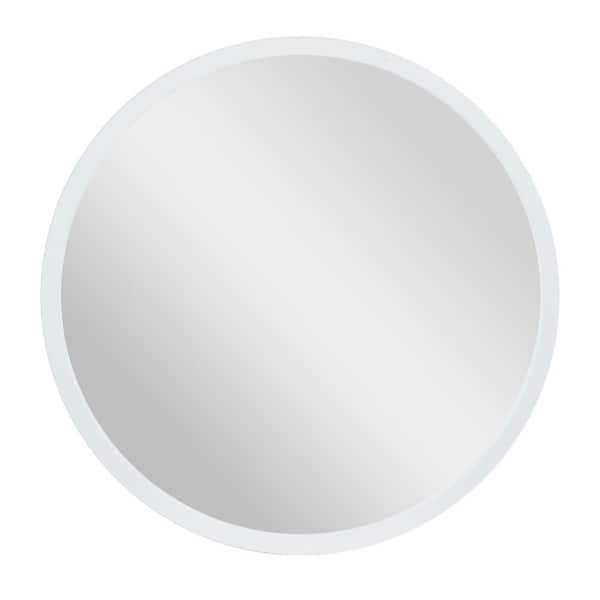 42 in. x 42 in. Round Framed White Wall Mirror