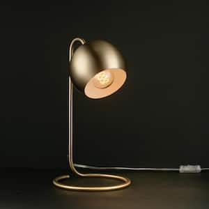 Richmond 15 in. Matte Brass Desk Lamp with White Inner Shade