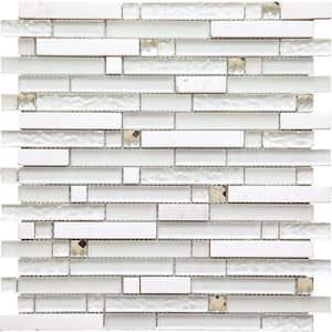 White 11.8 in. x 11.8 in. Polished and Honed Glass and Stone Floor and Wall Tile (4.83 sq. ft./Case)
