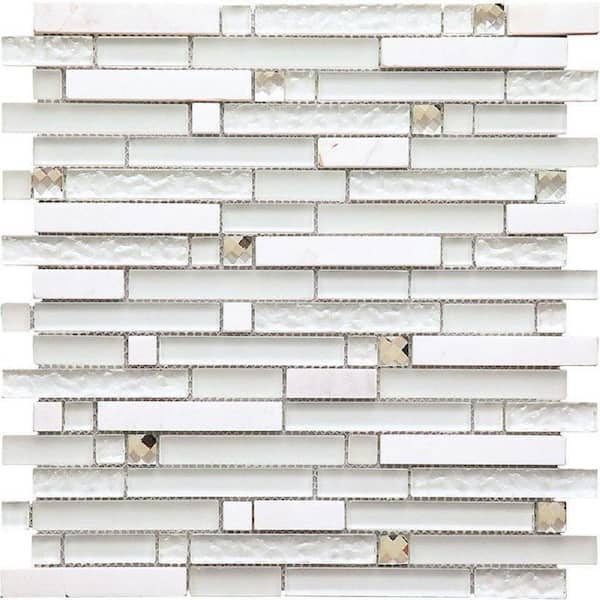 Apollo Tile White 4 in x 5 Polished and Honed Glass and Stone Floor and Wall Tile Sample