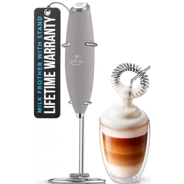 Zulay Kitchen Handheld Milk Frother Wand Electric Coffee Whisk for