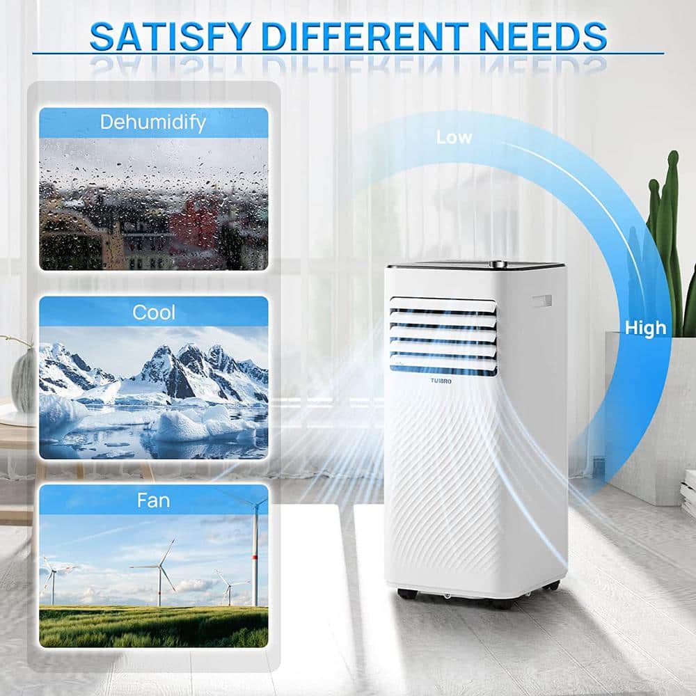 TURBRO 8000 BTU White Portable Air Conditioner with Remote and Sleep Mode
