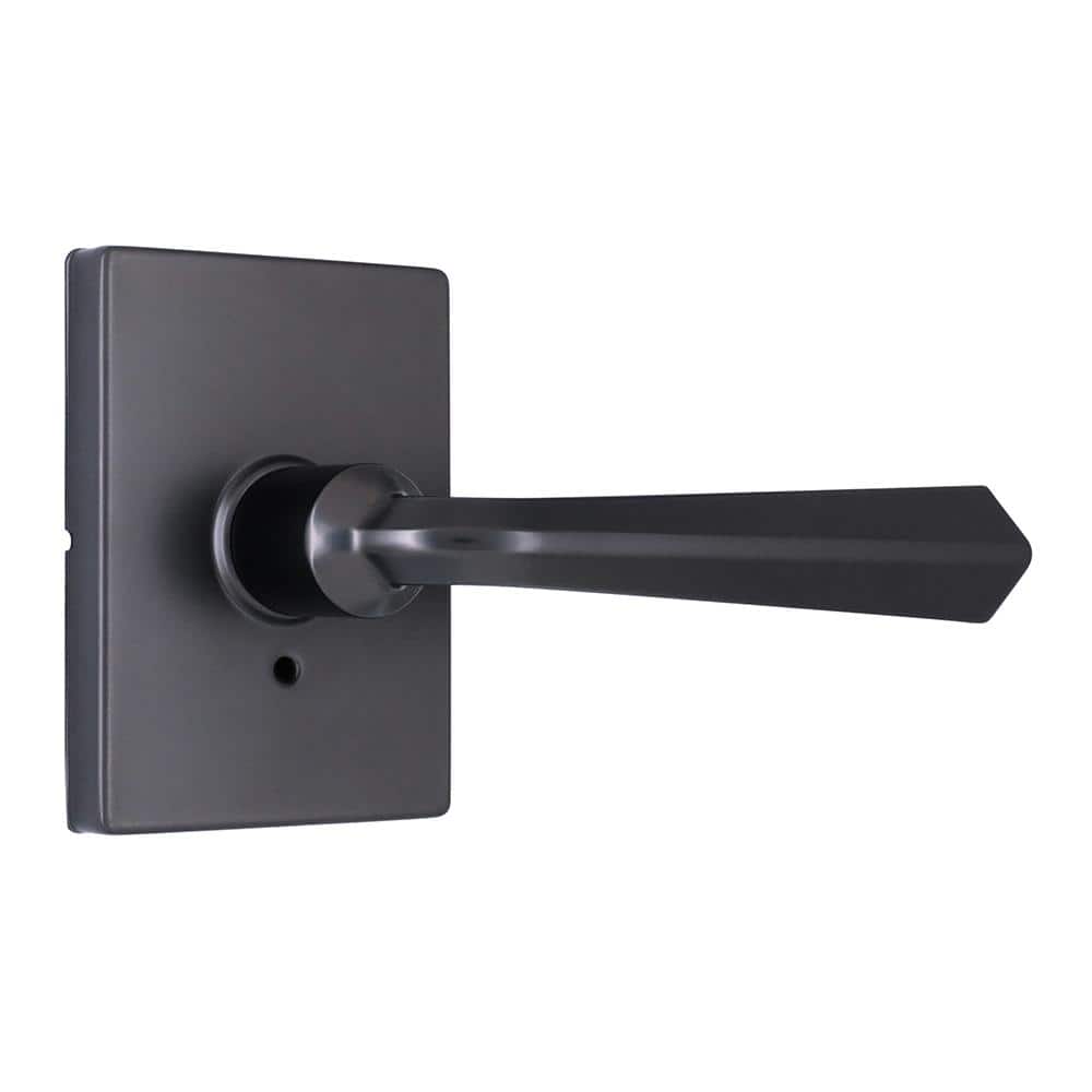 Wilshire Gun Metal Privacy Bed/Bath Door Lever with Rectangle Rose