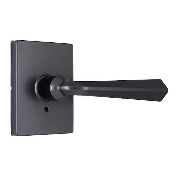 Wilshire Gun Metal Privacy Bed/Bath Door Lever with Rectangle Rose
