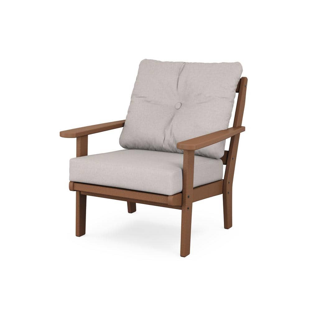 Mission Plastic Outdoor Deep Seating Chair in Teak with Dune Burlap Cushion price history on PriceWatchPro