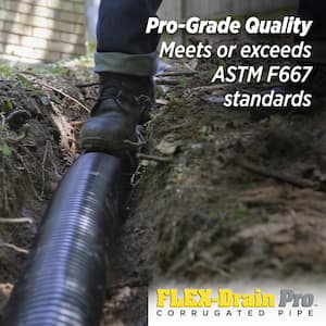 FLEX Drain Pro 4 in. x 10 ft. Black Copolymer Perforated Drain Pipe