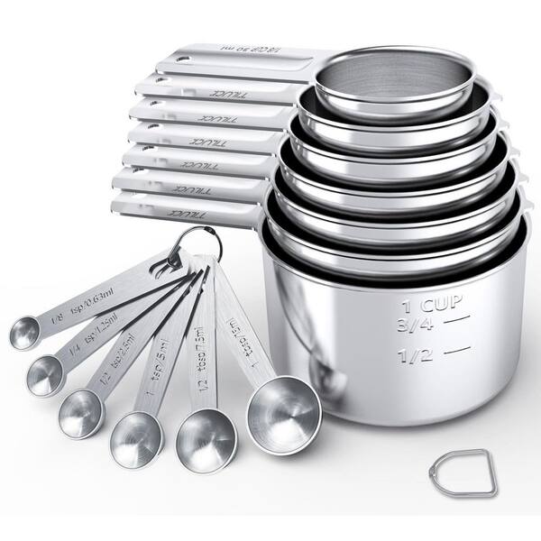 13-Piece Stainless Steel Measuring Cups and Spoons Set, Coffee Scoop Spoon, Kitchen Gadgets for Cooking and Baking