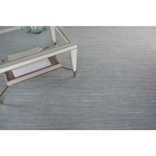 Sky Breeze Waterfall Blue 13.2 ft. 36 oz. Wool Loop Carpet - Installation Required