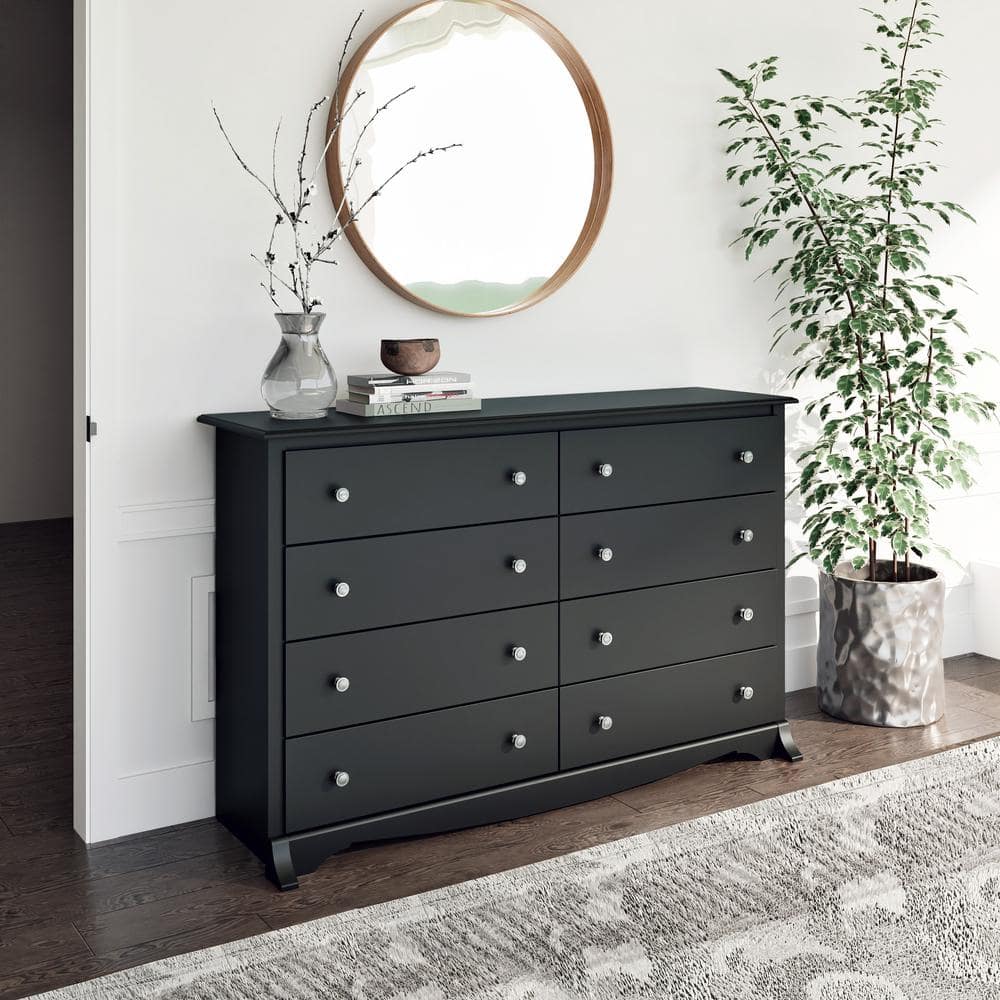 Modern Sonoma 8-Drawer Black Dresser with Sleek Laminate Finish