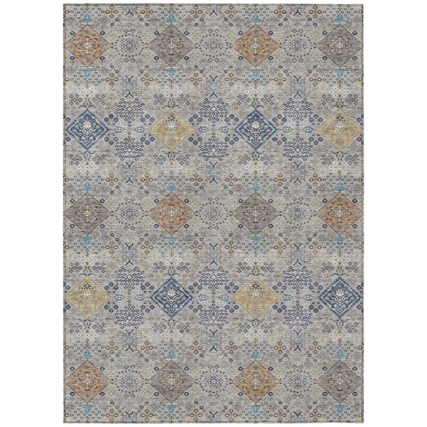 Chantille Machine Washable Indoor/Outdoor Abstract ACN2440 Silver 5 ft. x 7 ft. 6 in. Area Rug