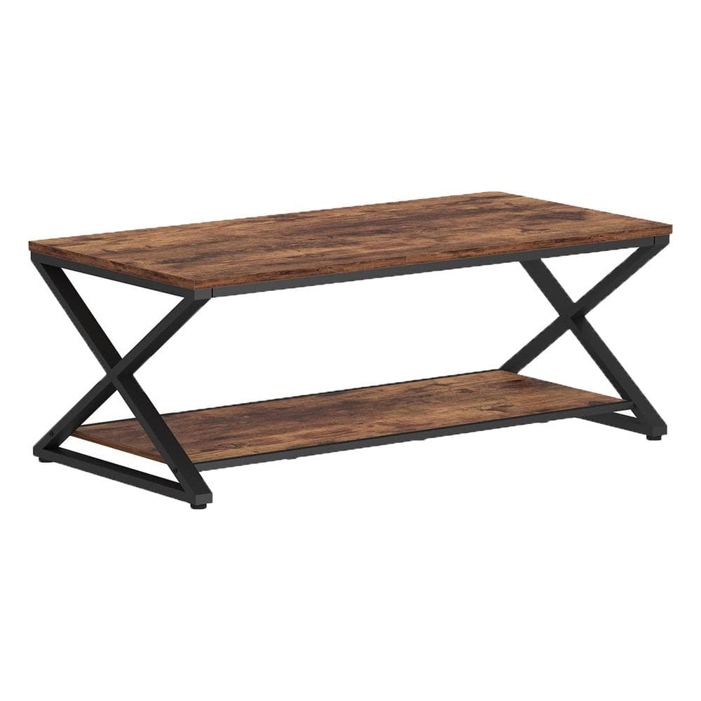 Rustic Minimalist Design Brown Rectangle Wood 17.72 in. Outdoor Coffee Table