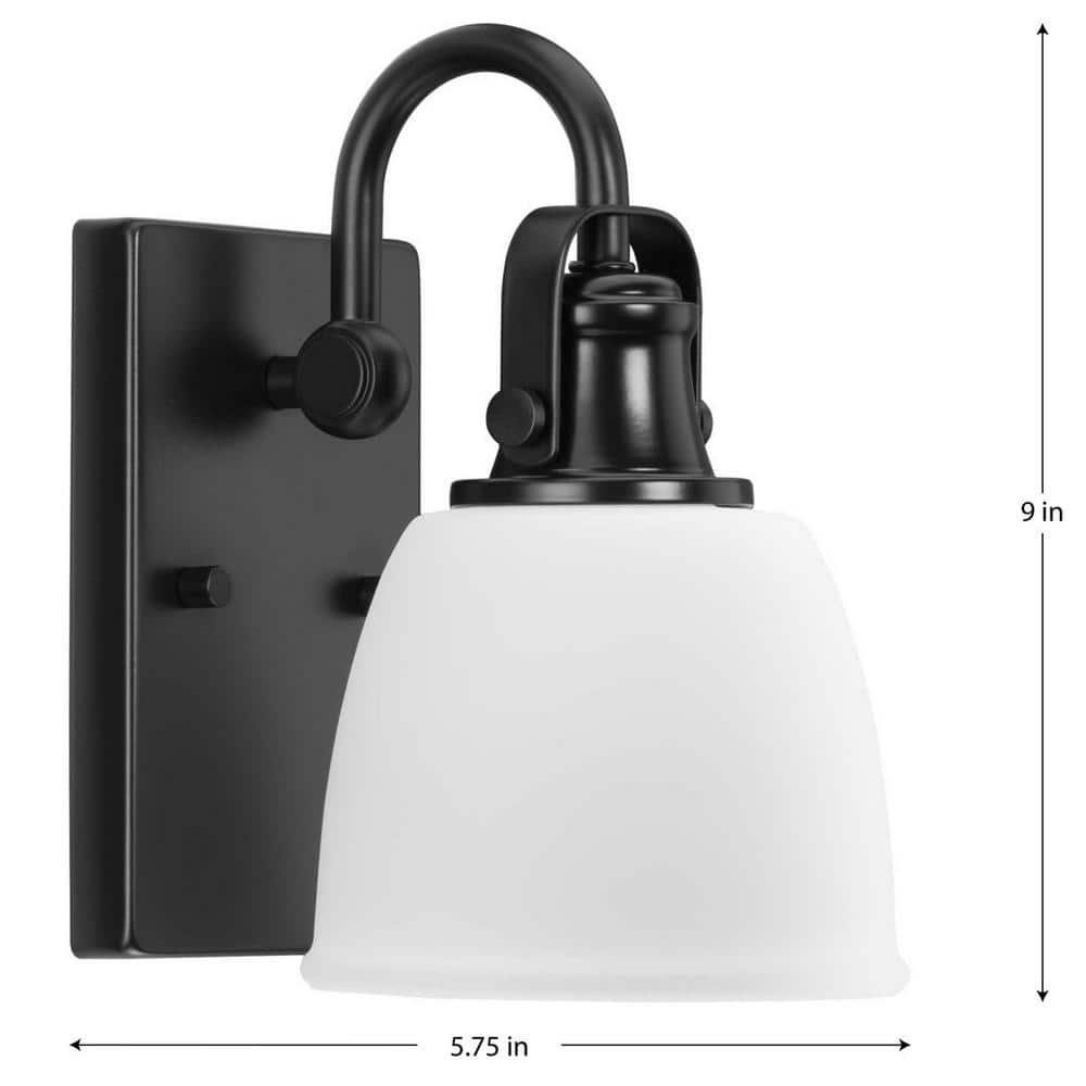 Matte Black Steel Outdoor Wall Sconce with Opal Glass Shade