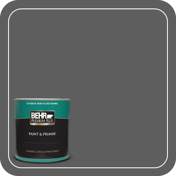 BEHR PREMIUM PLUS 1 qt. #N520-6 Asphalt Gray Semi-Gloss Enamel Exterior Paint & Primer