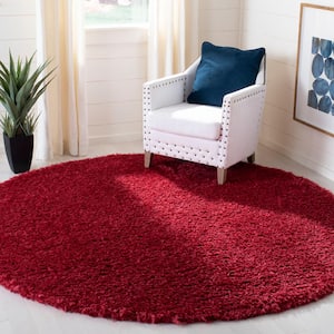 Madrid Shag Red 7 ft. x 7 ft. Round Solid Area Rug