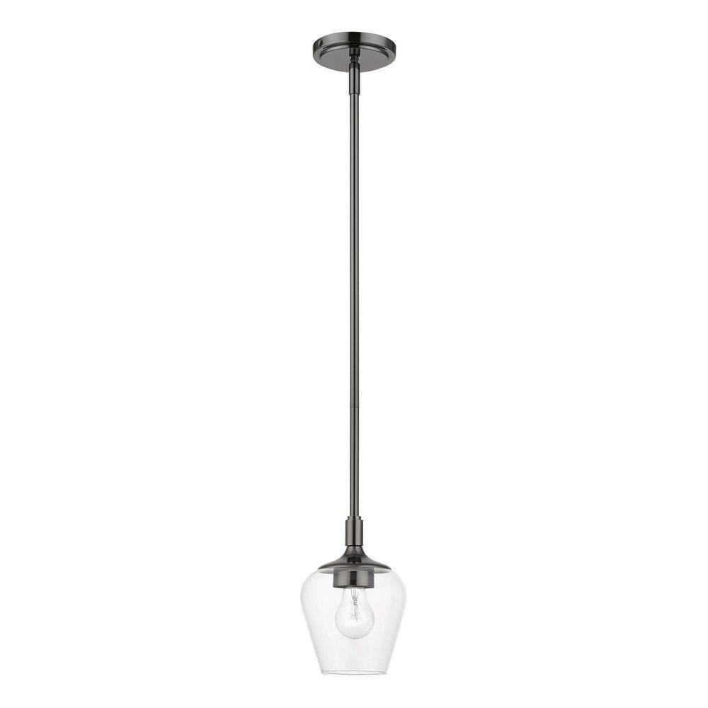 Willow Transitional 1-Light Pendant in Black Chrome with Clear Glass