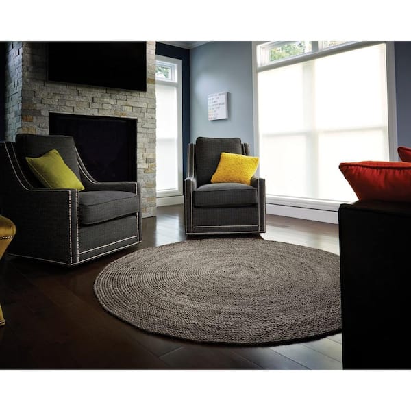 Kerala Gray 6 ft. x 6 ft. Jute Round Area Rug