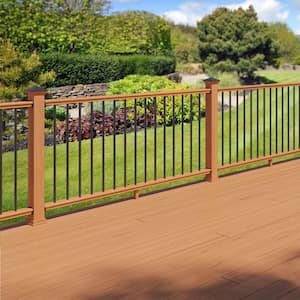 6 ft. Cedar-Tone Southern Yellow Pine Moulded Rail Kit with Aluminum Round Balusters
