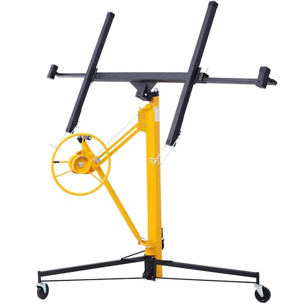 11 ft. Drywall Panel Hoist in Yellow and Black with 150 lbs. Load Capacity and Caster Wheels