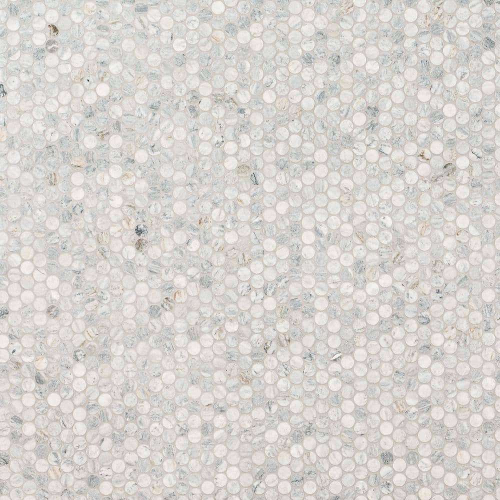 MSI Capri Blue Round 12.44 in. x 11.7 in. x 10mm Honed Mosaic Marble