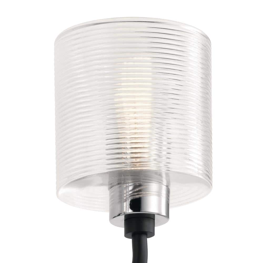 Black and Nickel 3-Light Cylinder Vanity Light