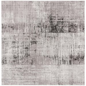 Craft Gray/Dark Gray 4 ft. x 4 ft. Plaid Abstract Square Area Rug