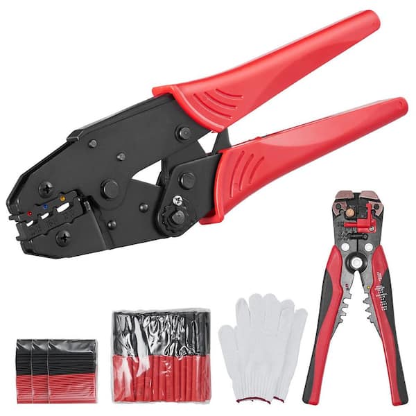 Ratcheting Crimping Tool Set For Insulated Electrical Connectors AWG22-10 with Wire Stripper and 210pcs