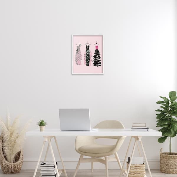 Abstract Fashion Gowns by Sally Swatland White Framed Abstract Giclee Art Print 20 in. x 16 in.