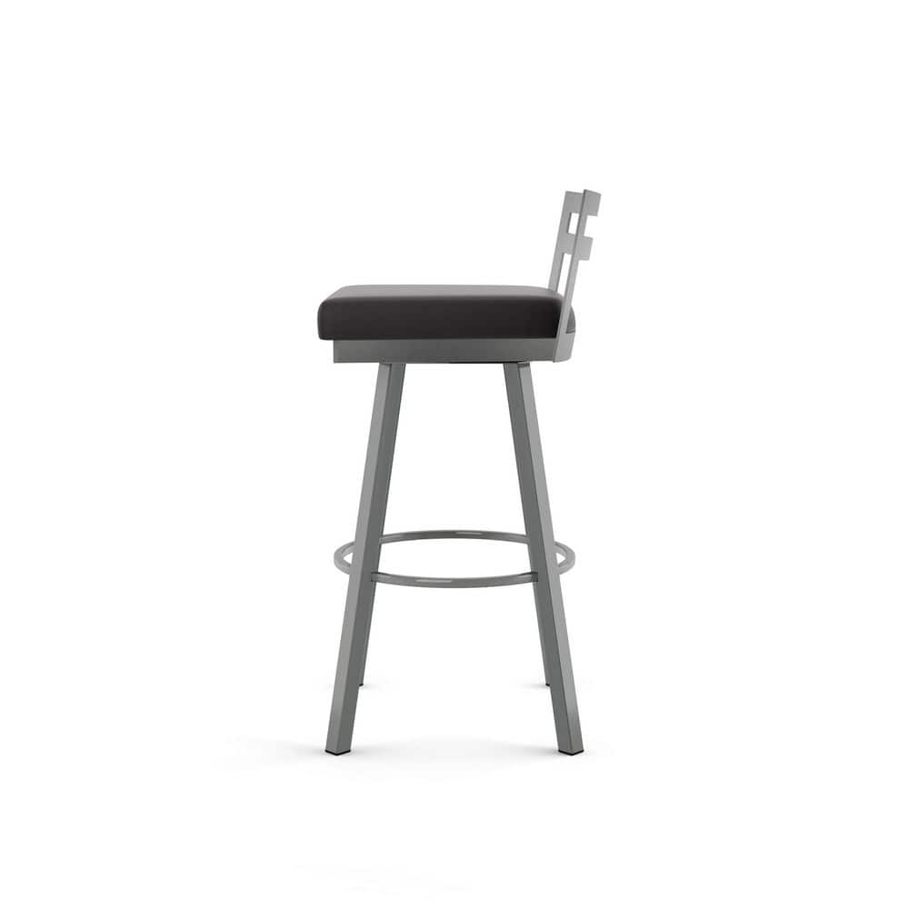 Derek Black Faux Leather Swivel Bar Stool with Metal Frame