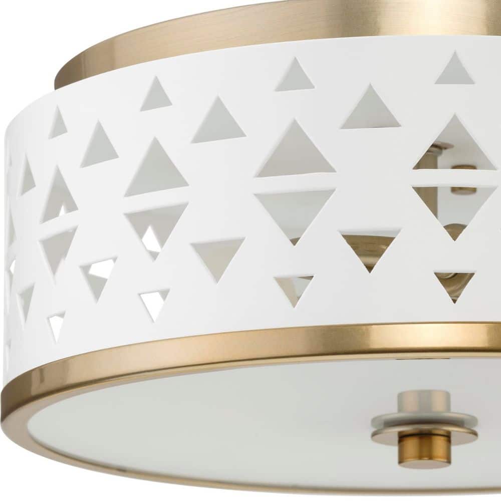 Avec Champagne Bronze and White Glass Flush Mount Light