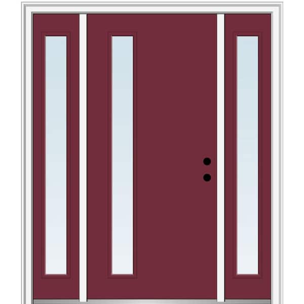 MMI Door 68.5 in. x 81.75 in. Viola Left-Hand Inswing 1-Lite Clear Low-E Painted Fiberglass Prehung Front Door with Sidelites