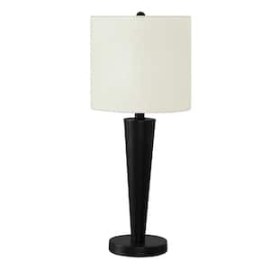 24 in. Ivory Contemporary Integrated LED Bedside Table Lamp with Ivory Linen Shade and USB Port